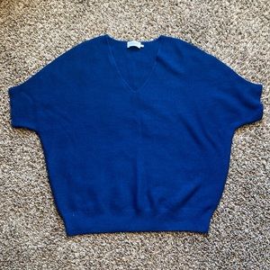 Blue V neck Pullover Blouse